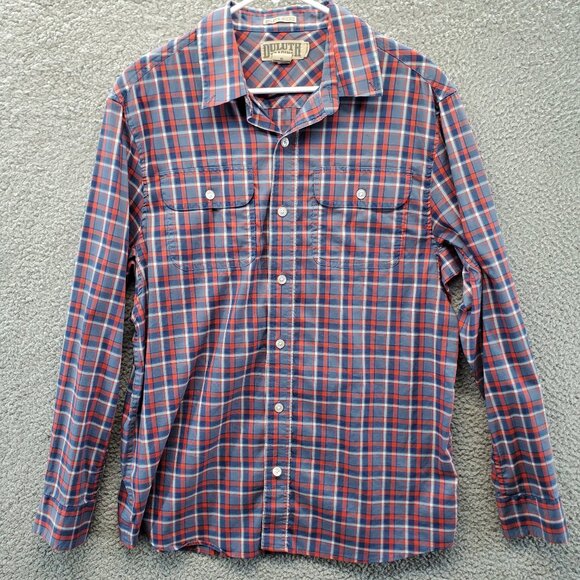 Duluth Trading Mens Shirt Medium Plaid Untucked Long Sleeve Button up Relaxed M - Picture 1 of 6